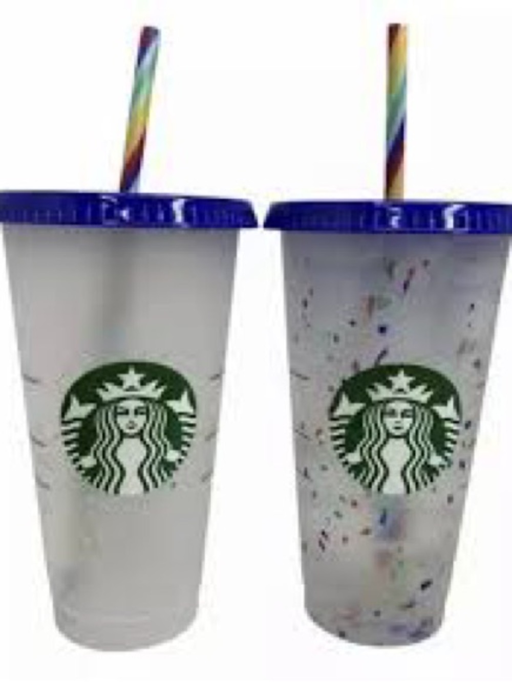 Starbucks Clear color changing Confetti Tumbler with Rainbow Straw - Picture 2 of 3